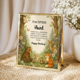 Wald-Schnuller-Jagd Baby Shower Spiel Tiere Poster