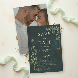 Wald Smaragdgrüne Fairycore Magische Hochzeit Save The Date