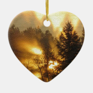 Wald Sonnenaufgang Keramik Ornament