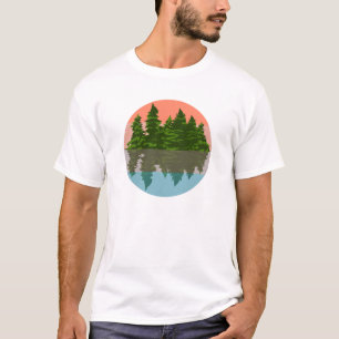 Wald Sonnenuntergang Natur Kiefern T-Shirt