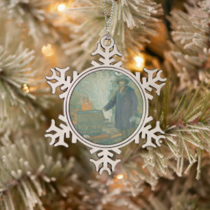 Wald Still Mondscheinbrenner Weißer Blitz Schnaps Schneeflocken Zinn-Ornament