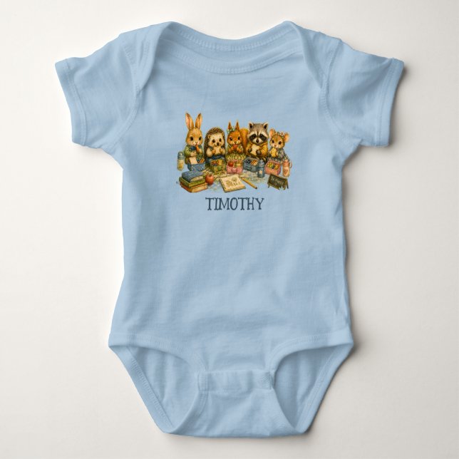 Wald-Studienfreunde Picknick Baby Strampler (Vorderseite)