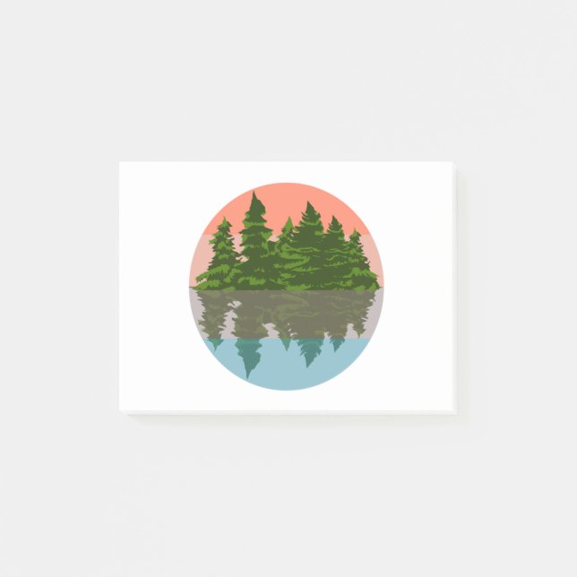 Wald Sunset Nature Pine Trees Post-it Klebezettel (Vorderseite)