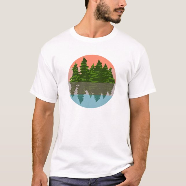 Wald Sunset Nature Pine Trees T-Shirt (Vorderseite)