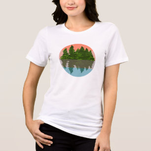 Wald Sunset Nature Pine Trees Tri-Blend Shirt