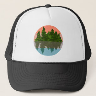 Wald Sunset Nature Pine Trees Truckerkappe