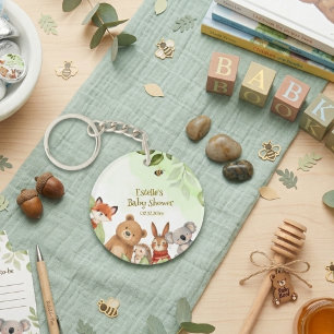 Wald Süße Tiere Grün Babyparty Schlüsselanhänger