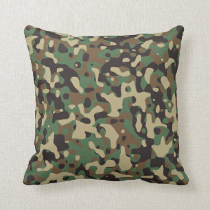 Wald-Tan-Braun-Grün-Grau-Tarnung-Camouflage Kissen