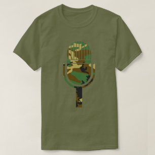 Wald-Tarnmuster Vintage-Mikrofon T-Shirt