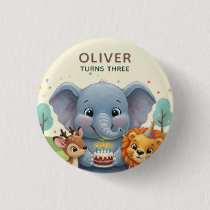 Wald-Tiergeschichtenbuch-Tiere 3. Geburtstagsfeier Button