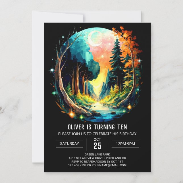 Wald Timber Wonderland Birthday Einladung (Vorderseite)