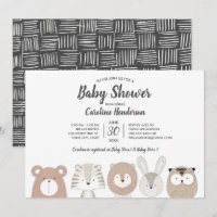 Wald-u. Dschungel-Tier-Babyparty-Einladung