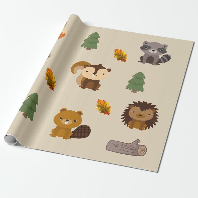Wald- und Waldbebenwapppapier Geschenkpapier (Ungerollt)
