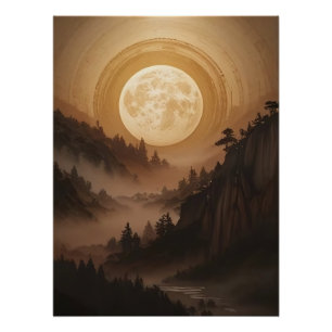 Wald unter Mondlicht Poster