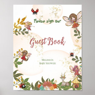 Wald verzaubertes Feen-Marienkaefer-Gästebuch-Plak Poster