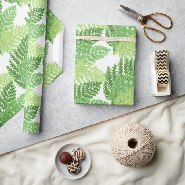 Wald Wald grüne Farne Wald Farne Geschenkpapier (Kunsthandwerk)