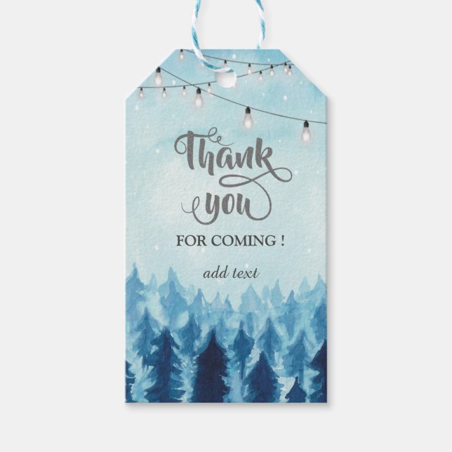 Wald, Wald, Pine Trees Blue Danke, Geschenk Geschenkanhänger (Vorderseite)