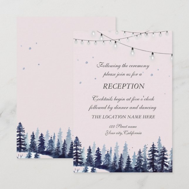 Wald, Wald, Pinienbäume Hochzeitsempfang Einladung (Vorne/Hinten)