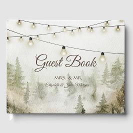 Wald, Wald, Pinienbäume, Streichellichter Hochzeit Gästebuch