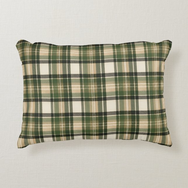 Wald Waldgrün Tartan Karo Dekokissen (Vorderseite)