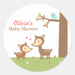 Wald Waldhirsch-Baby-Party-Etiketten Runder Aufkleber