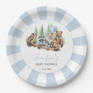 Wald-Waldtiere blau Junge Baby-Party Pappteller