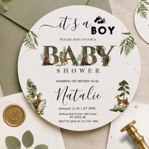 Wald-Waldtiere-Grün-Baby- Boy-Shower