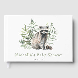 Wald Wasserfarbe Waschbär Baby Shower Gästebuch