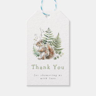 Wald-Wasserfarben-Eichhörnchen-Baby-Party Geschenkanhänger