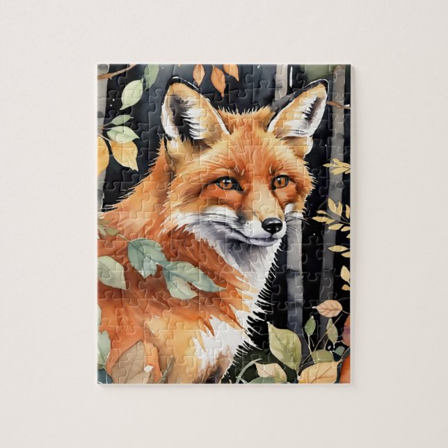 Wald Wasserfarben Fuchs Herbst (Vertikal)