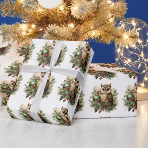 Wald-Weihnachts-Eule Geschenkpapier