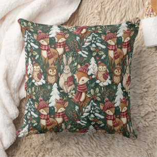 Wald-Weihnachts-Tiermuster – Süßer Winter 8 Kissen