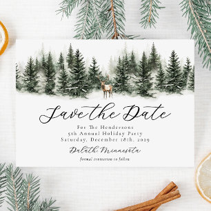 Wald-Weihnachtsfeier 'Save the Date'-Postkarte Ankündigungspostkarte