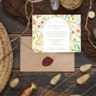Wald-Wildblumen-Boho-Hochzeitsdetails Begleitkarte