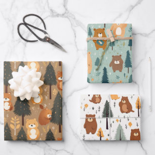 Wald wilde Bären Geschenkpapier Set