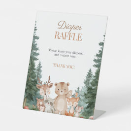 Wald-Wildtier-Tiere-Baby-Party-Windel-Raffle Sockelschild