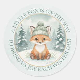 Wald-Winter-Fuchs-Baby-Shower-Einladung Runder Aufkleber