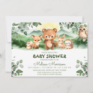 Wald Woodland Animals Baby Boy Dusche Einladung