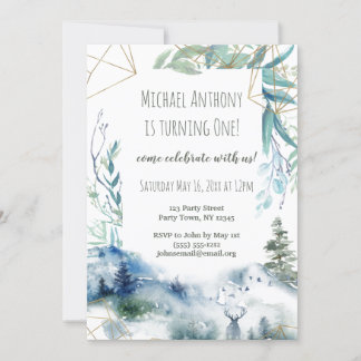 Wald Woodland Geburtstag Einladung