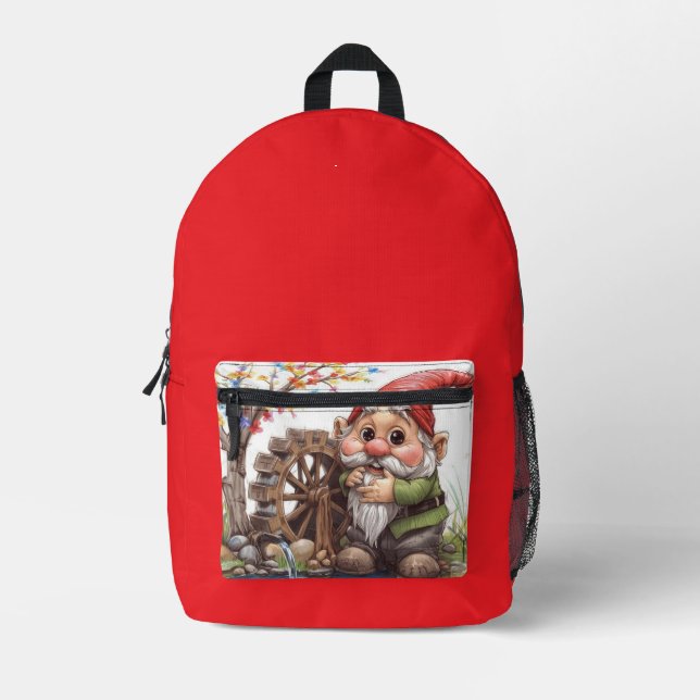 Wald-Wunder-Gnom-Rucksack Bedruckter Rucksack (Vorderseite)