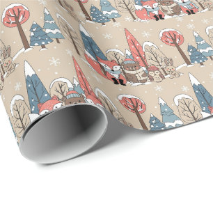 Wald-Wunderwald-Tiere Winter Geschenkpapier