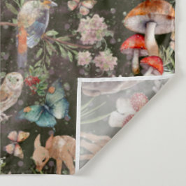 Waldabenteuer Aquarelltiere und Pilze Wandteppich