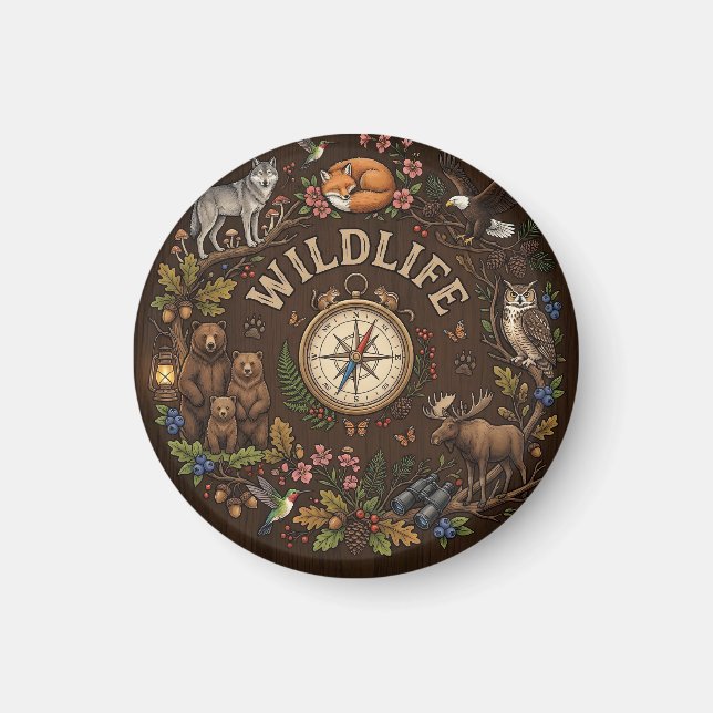 "Waldabenteuer mit Wildtieren" Illustration Magnet (Vorne)