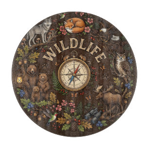 "Waldabenteuer mit Wildtieren" Illustration Schneidebrett