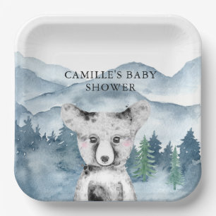 Waldabenteuer Wasserfarbengebirge Kinderdusche Pappteller