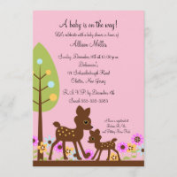 Waldbaby-Rotwild-Babyparty-Einladung