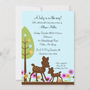 Waldbaby-Rotwild-Jungen-Babyparty-Einladung Einladung