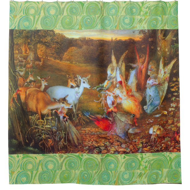 WALDBÄHNE, Hirsche und Tiere im Herbst Duschvorhang (Vorderseite)