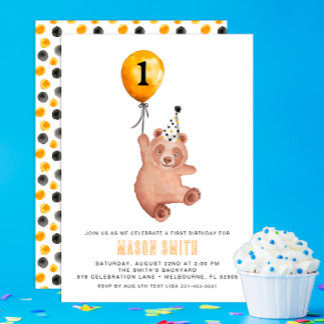 Waldbär 1. Geburtstag Einladung - Teddybär