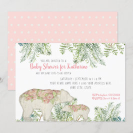 Waldbär Boho Floral Baby Girl Dusche Einladung
